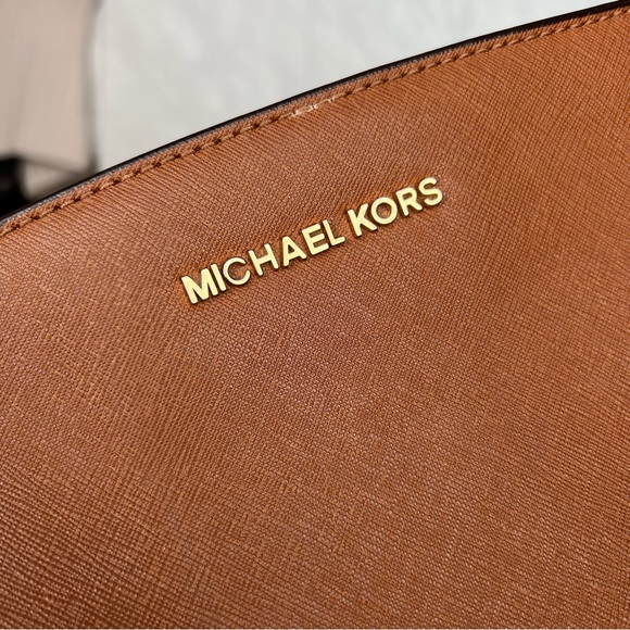 Michael Kors Selma Medium Crossbody Bag - Cognac Saffiano Leather - Picture 8 of 15